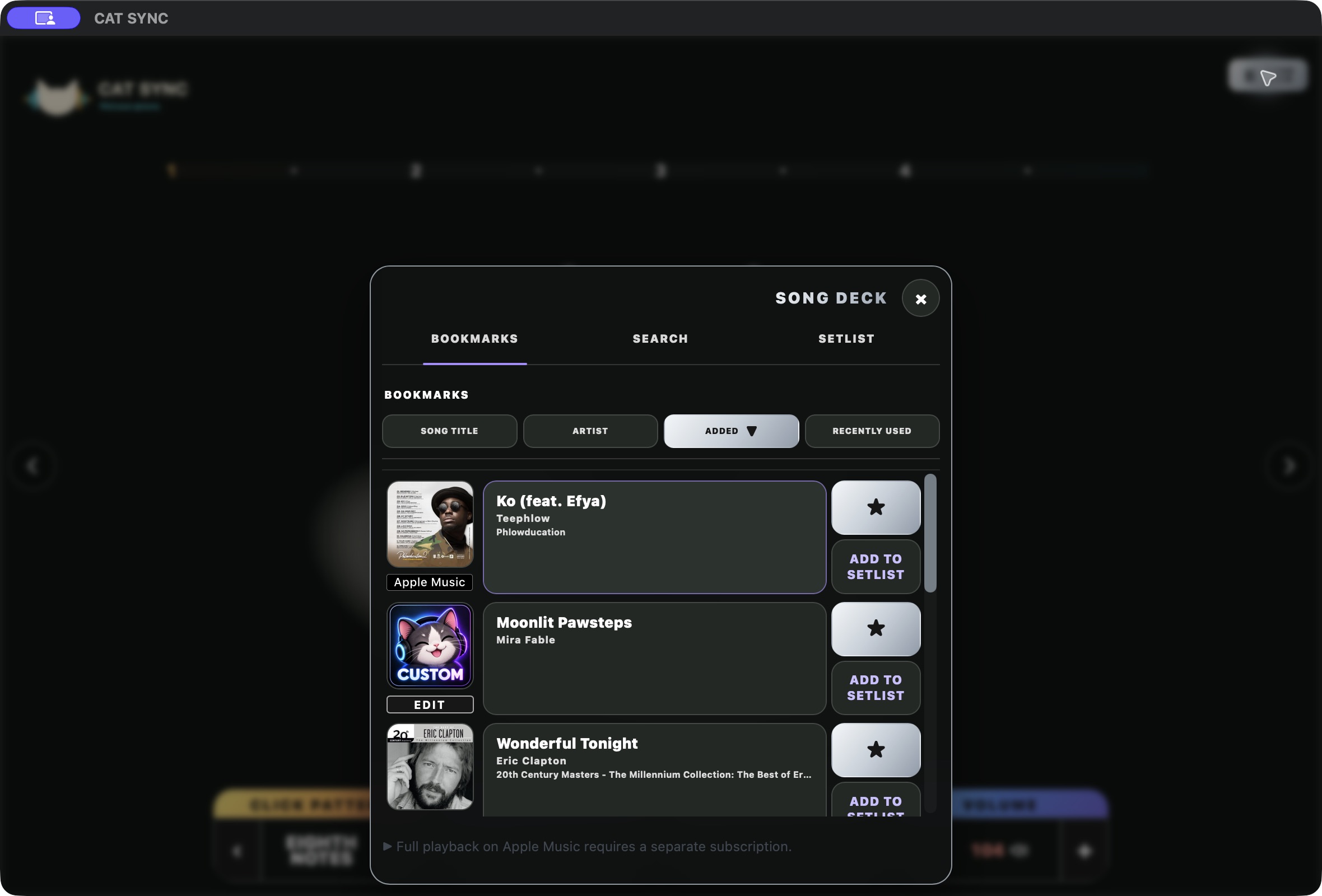 CAT SYNC · Song Deck